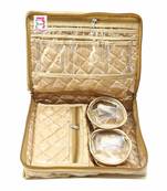 Golden Make Up Pouch Jewellery Cosmetic Organizer Necklace Pouches Traveling Kit for Women's