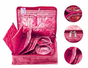 atorakushon Pink Make Up Pouch Jewellery Cosmetic Organizer Necklace Pouches Traveling Kit for Women's 1