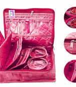 atorakushon Pink Make Up Pouch Jewellery Cosmetic Organizer Necklace Pouches Traveling Kit for Women's