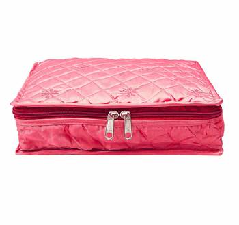 atorakushon Pink Make Up Pouch Jewellery Cosmetic Organizer Necklace Pouches Traveling Kit for Women's 2