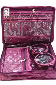 Purple Make Up Pouch Jewellery Cosmetic Organizer Necklace Pouches Traveling Kit for Women's