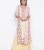 Cream block print cotton salwar