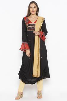 Black embroidered cotton salwar