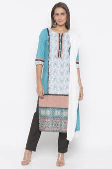 Blue abstract print cotton salwar