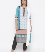 Blue abstract print cotton salwar