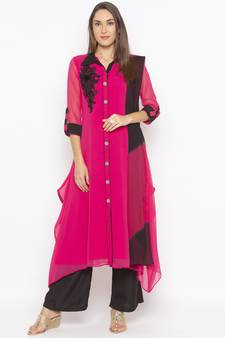 Pink embroidered georgette salwar