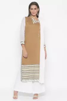 Brown stripes print cotton salwar