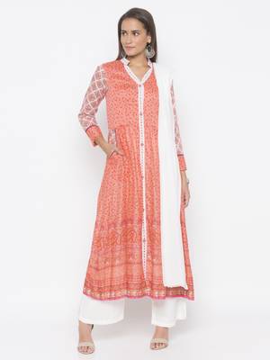 Peach abstract print cotton salwar 1