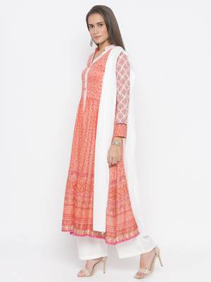 Peach abstract print cotton salwar 2