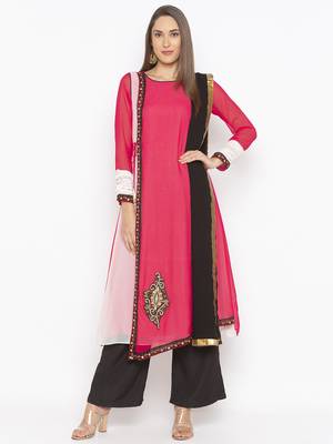 Pink embroidered georgette salwar 1