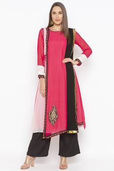 Pink embroidered georgette salwar