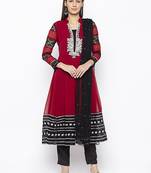 Maroon embroidered georgette salwar