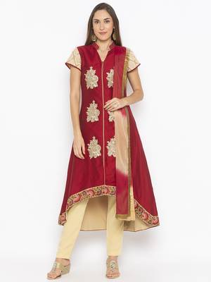 Maroon embroidered cotton silk salwar 1
