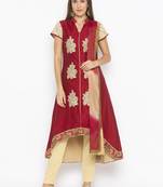 Maroon embroidered cotton silk salwar