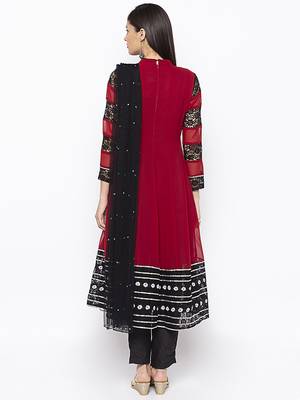 Maroon embroidered georgette salwar 3