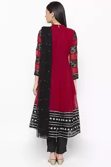 Maroon embroidered georgette salwar