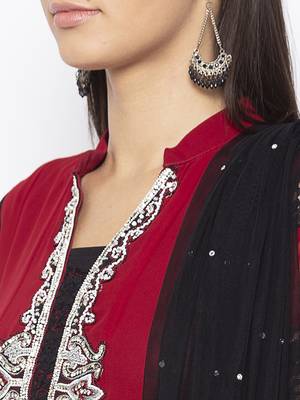 Maroon embroidered georgette salwar 4