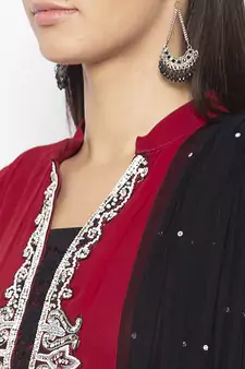 Maroon embroidered georgette salwar
