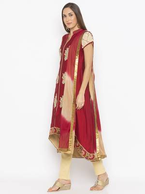 Maroon embroidered cotton silk salwar 2