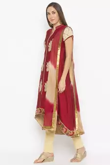 Maroon embroidered cotton silk salwar