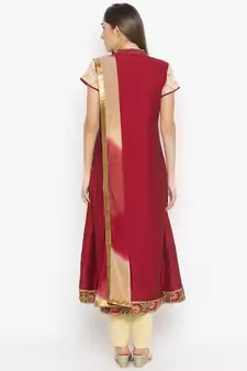 Maroon embroidered cotton silk salwar