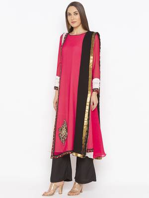 Pink embroidered georgette salwar 2