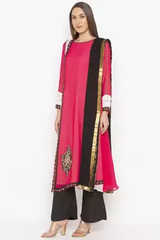 Pink embroidered georgette salwar