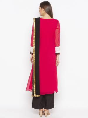 Pink embroidered georgette salwar 3