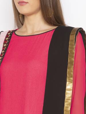 Pink embroidered georgette salwar 4