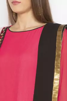 Pink embroidered georgette salwar