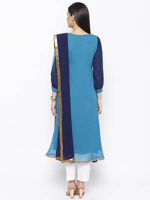 Blue embroidered georgette salwar 3