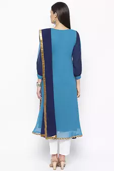 Blue embroidered georgette salwar