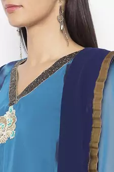 Blue embroidered georgette salwar