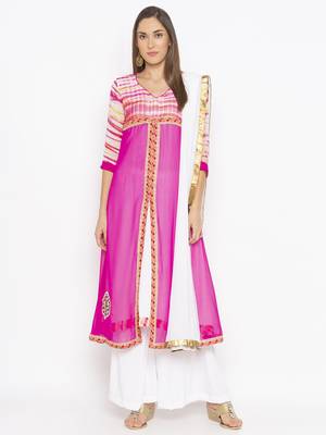 Pink embroidered georgette salwar 1