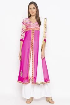 Pink embroidered georgette salwar