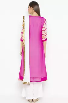 Pink embroidered georgette salwar