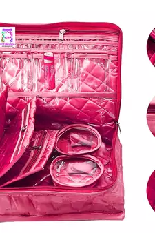 atorakushon Pink Make Up Pouch Jewellery Cosmetic Organizer Necklace Pouches Traveling Kit for Women's