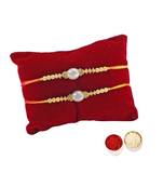 Beautiful Set of Pearl Rakhi with Roli Tika for Brother (2 Rakhi)