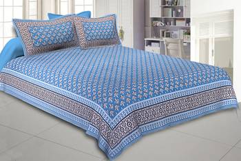 Texstylers Pure Cotton Jaipuri Print 150 TC Queen Size Bedsheet with 2 Pillow Covers 1