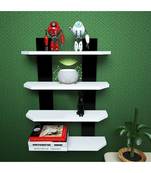 white MDF black/white Laminated Ladder Shape 4 Tier Designer Wall Rack Shelf