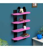 pink MDF black/pink Laminated Ladder Shape 4 Tier Designer Wall Rack Shelf