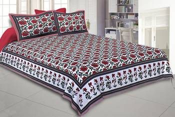 Texstylers Pure Cotton Jaipuri Print 150 TC Queen Size Bedsheet with 2 Pillow Covers 1