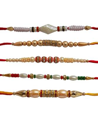 Beautiful Desinger Rakhi Set with Roli Tika for Brother (5 Rakhi) 2