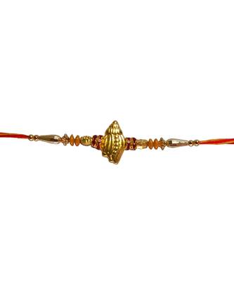 Beautiful Desinger Shankh Rakhi Set with Roli Tika for Brother (2 Rakhi) 2