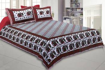 Texstylers Pure Cotton Jaipuri Print 150 TC Queen Size Bedsheet with 2 Pillow Covers 1