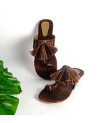 Brown Snake Print Kolapuris With Jhallar