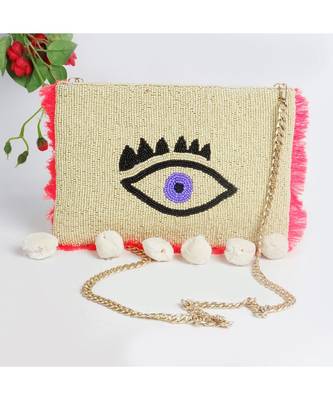 Creme Evil Eye Sling Bag 3