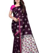 Wine woven art silk saree with blouse