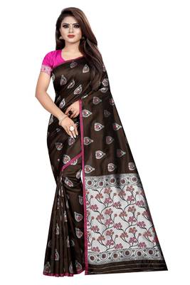 Coffee woven art silk saree with blouse 1