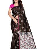 Coffee woven art silk saree with blouse